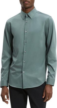 Theory Sylvain ND Structure Knit Button-Up Shirt in Light Pine Grove - 2Ql at Nordstrom, Size Xx-Large