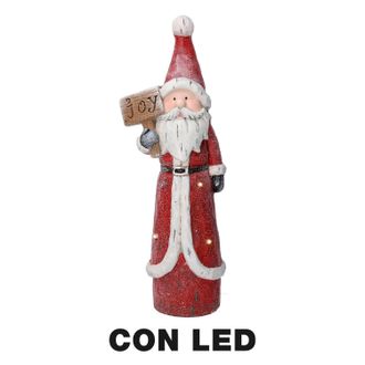 Vacchetti Babbo Natale Resina Led Rosso Cm19x14h55,5