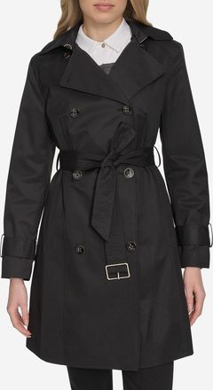 Cole Haan Womens Hooded Trench Coat - Black Size Medium