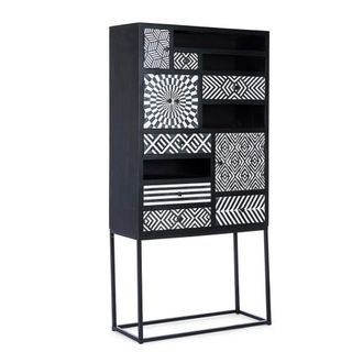 BIZZOTTO Credenza janesh 4 Ante, 6 Cassetti, Con Struttura In Legno Di Mango, Stile Moderno