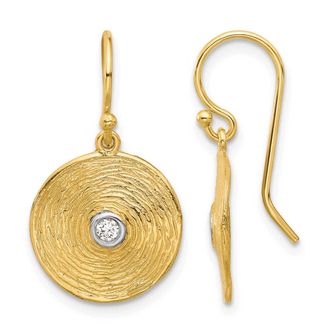 Diamond2Deal 14K Gold Round Diamond Circle Shephard Drop Dangle Earrings