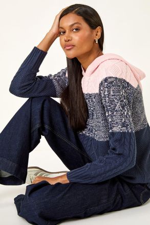 Roman Colour Block Knit Hoodie