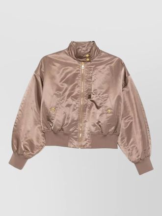 Elisabetta Franchi nylon blouson jacket high collar ribbed