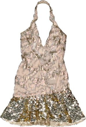 Roberto Cavalli Sequin Halter Mini Dress, Brand Size 40 ( US Size 6 )
