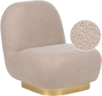 Beliani Beliani - Sill&oacute;n Glamuroso Art Deco Base Dorada Tapicer&iacute;a Tela Boucl&eacute; Beige Loviisa
