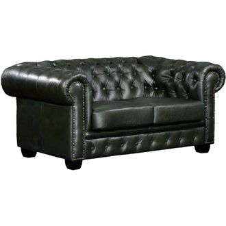 Vente-Unique Vente-unique - Divano Chesterfield a 2 posti 100% cuoio di bufalo Verde imperiale - brenton