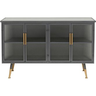 Kare Design Aparador industrial de acero y cristal de 4 puertas