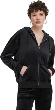 Juicy Couture Klassieke Velours Oversized Hoodie - Dames - Vesten met rits - Zwart - XS - Polyester - Hoodies & sweatvesten