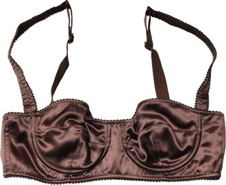 Dolce & Gabbana Womens Brown Semi-Pad Underwire Balconette Underwear Elastane Silk Clothing