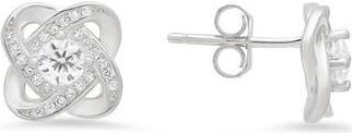 Queen Jewels Cubic Zirconia Love Knot Stud Earrings in Silver at Nordstrom Rack