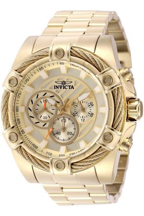 Invicta Bolt 49815 Herenhorloge - Quartz Uurwerk - Roestvrij Staal met Gouden Wijzerplaat - 52 mm