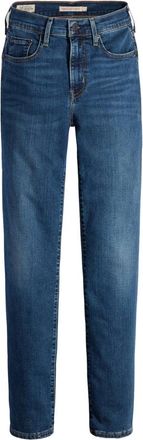 Levi's 724 High Rise Straight Wave Dark - Dames - Slim Fit Jeans - Blauw - W27 L32 - Denim - Jeans