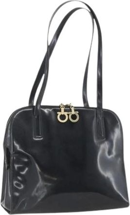 Ferragamo Pre-owned Shoulder Bags, female, Black, Size: ONE SIZE Pre-owned Coated Canvas Shoulder Bag