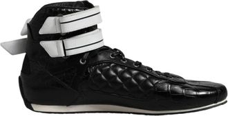 Dolce & Gabbana Luxe Gewatteerde Leren Vetersneakers - Heren - Sneakers - Zwart - 44 EU - Leer - Schoenen
