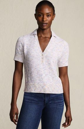 Lands End Cotton Blend Short Sleeve Polo Sweater in Sunset Sorbet Space Dye at Nordstrom, Size X-Large