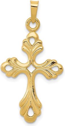 Diamond2Deal 14k Yellow Gold Polished Fleur De Lis Cross Pendant