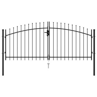 Berkfield Home Fence Gate Double Door with Spike Top Steel 3x1.25 m Black
