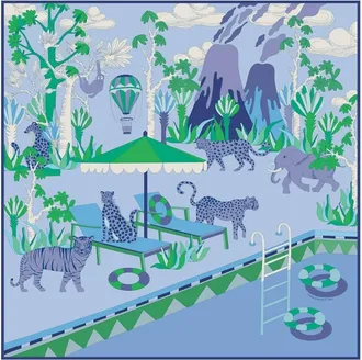 Jessie Zhao Womens Double Sided Silk Scarf In Jungle Party - Multicolor