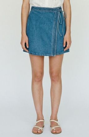 Vero Moda Liza Denim Wrap Miniskirt in Medium Blue Denim at Nordstrom, Size X-Small
