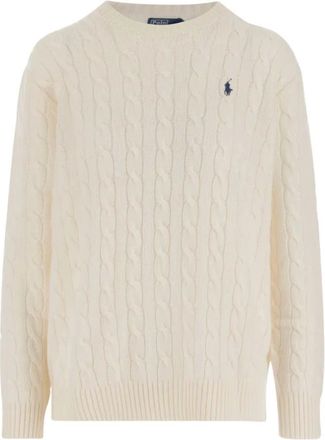 Polo Ralph Lauren Round-neck Knitwear, female, Beige, XL, Wool and Cashmere Jumper