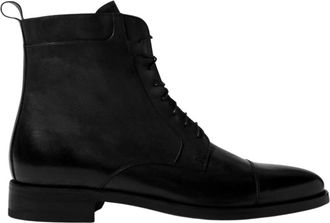 Scarosso Tot&ograve; Zwarte Veterboots - Heren - Veterlaarzen - Zwart - 41 1/2 EU - Leer - Schoenen
