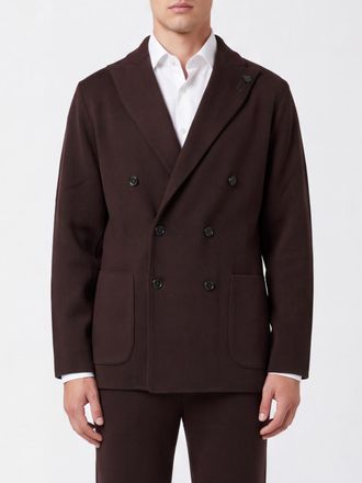 Lardini Double-Breasted Virgin Wool Blazer with Peak Lapels