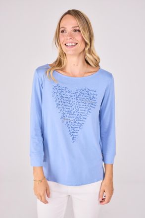 Lieblingsst&uuml;ck Rundhalsshirt LIEBLINGSST&Uuml;CK CallidaL, Damen, Gr. XL (42), blau (light blau), Single Jersey, Obermaterial: 50% Baumwolle, 50% Modal, bedruckt, gemuste