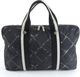 Chanel Travel Line Black Shoulder Bag Tote Bag (Pre-Owned)