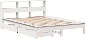vidaXL Bookcase Bed without Mattress White 140x200 cm Solid Wood Pine Vidaxl