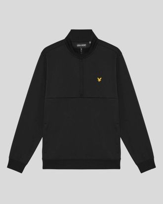 Lyle & Scott Mens Windproof 1/2 Zip Midlayer - Black - Size X-Small