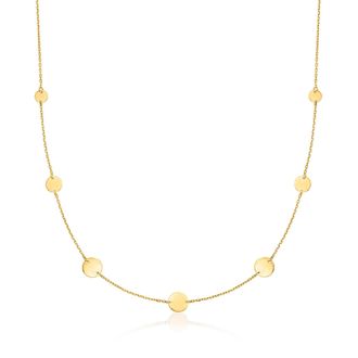 RS Pure by Ross-Simons Italian 14kt Yellow Gold Multi-Size Disc Station Necklace