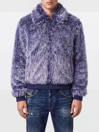 Diesel High-Neck Faux Fur Jacket with Concealed Fastening