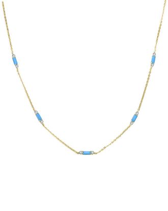 Rachel Glauber 14K Plated Cz Station Necklace