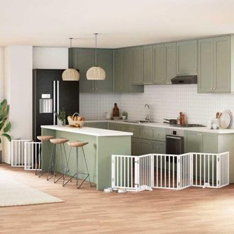 vidaXL Puerta De Perros Plegable 15 Paneles Madera &Aacute;lamo Blanca 750 Cm Vidaxl