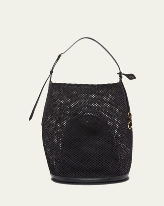 Alaia Le Hip Large Suede Mesh Bucket Bag
