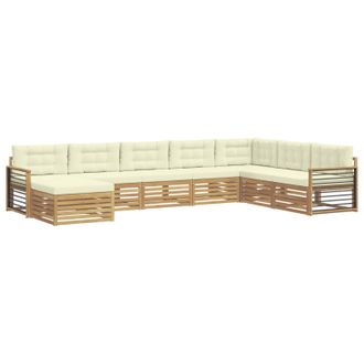 vidaXL Conjunto De Sof&aacute;s De Exterior Con Coj&iacute;n 8 Pcs Blanco Y Crema Vidaxl