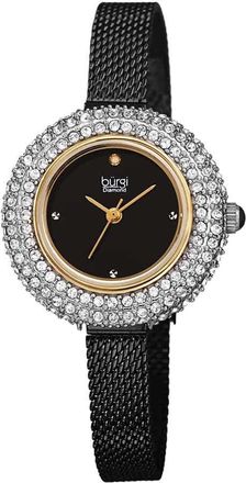 B&uuml;rgi Diamond Black Dial Black-plated Mesh Ladies Watch BUR236BKG