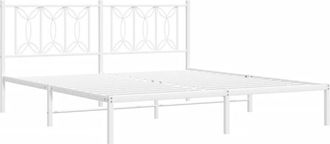 vidaXL Metal Bed Frame without Mattress with Headboard White 183x213cm Vidaxl