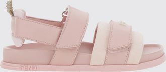 Fendi Sandali slingback da bambino in pelle con cinturino e logo lettering