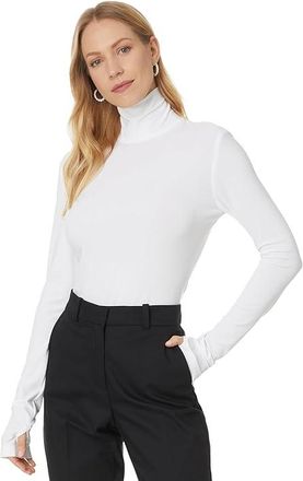 Norma Kamali Slim Fit Long Sleeve Turtle Top Womens Clothing Snow White : 2XL (Womens 12), Spandex/Polyester/Jersey