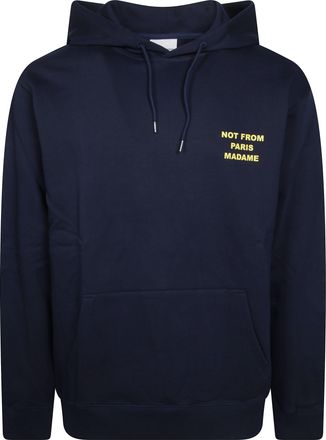 Dr&ocirc;le de Monsieur Dark Navy Bold Slogan Kangaroo Pocket Hoodie