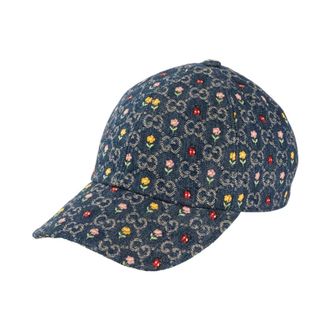 Gucci Accessoires, Dames, Blauw, S, Denim, Geborduurde GG Denim Baseball Cap