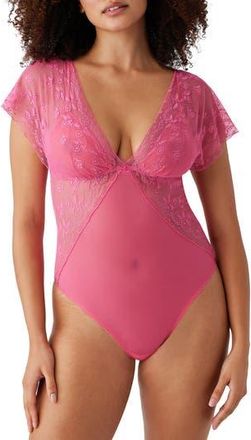 Wacoal Lifted in Luxury Lace & Mesh Bodysuit in Hot Pink at Nordstrom Rack, Size X-Large