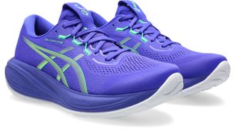 Asics Laufschuh ASICS GEL-CUMULUS 28, Herren, Gr. 42,5, cobalt burst, illuminate gr&uuml;n, Synthetik, Schuhe Laufschuh, mit PureGEL D&auml;mpfung, mit FF BLAST MAX M