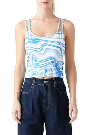Grey Lab Marble Print Ruched Camisole in Blue Multi at Nordstrom, Size X-Small