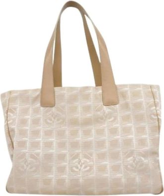 Chanel Pre-owned Tote Bags, female, Beige, Size: ONE SIZE Pre-owned Vintage Nylon Tote Bag