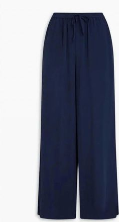 Onia Womens Silk Wide Leg Drawstring Pant In Deep Navy