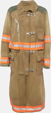 Calvin Klein Brown Logo Applique Cotton Firefighter Coat