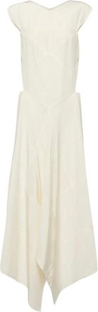 Joseph Zijden midi-jurk met lage rug - Dames - Casual kleedjes - Beige - S - Leer - Kleedjes