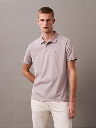 Calvin Klein Jeans Calvin Klein Mens Smooth Cotton Blend Monogram Polo Shirt - Grey - XS